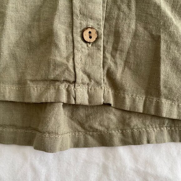 Zara Linen Blend Olive Button T Shirt (sz S) - Picture 3 of 8